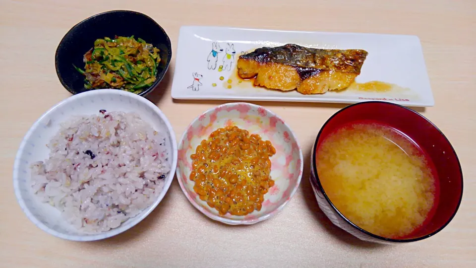 ３月６日　鱈のポン酢ソテー　きゅうりのきんぴら　納豆　お味噌汁|いもこ。さん