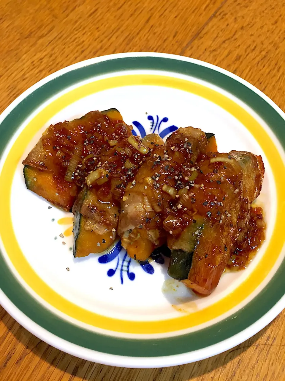 かぼちゃの肉巻き焼き   葱ダレがけ|まつださんさん