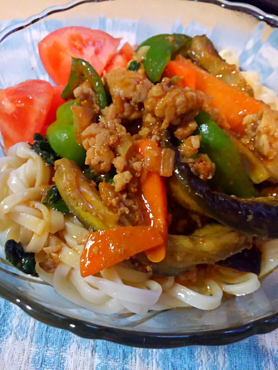 のっけ盛りもり麻婆茄子うどん|みるくここあさん