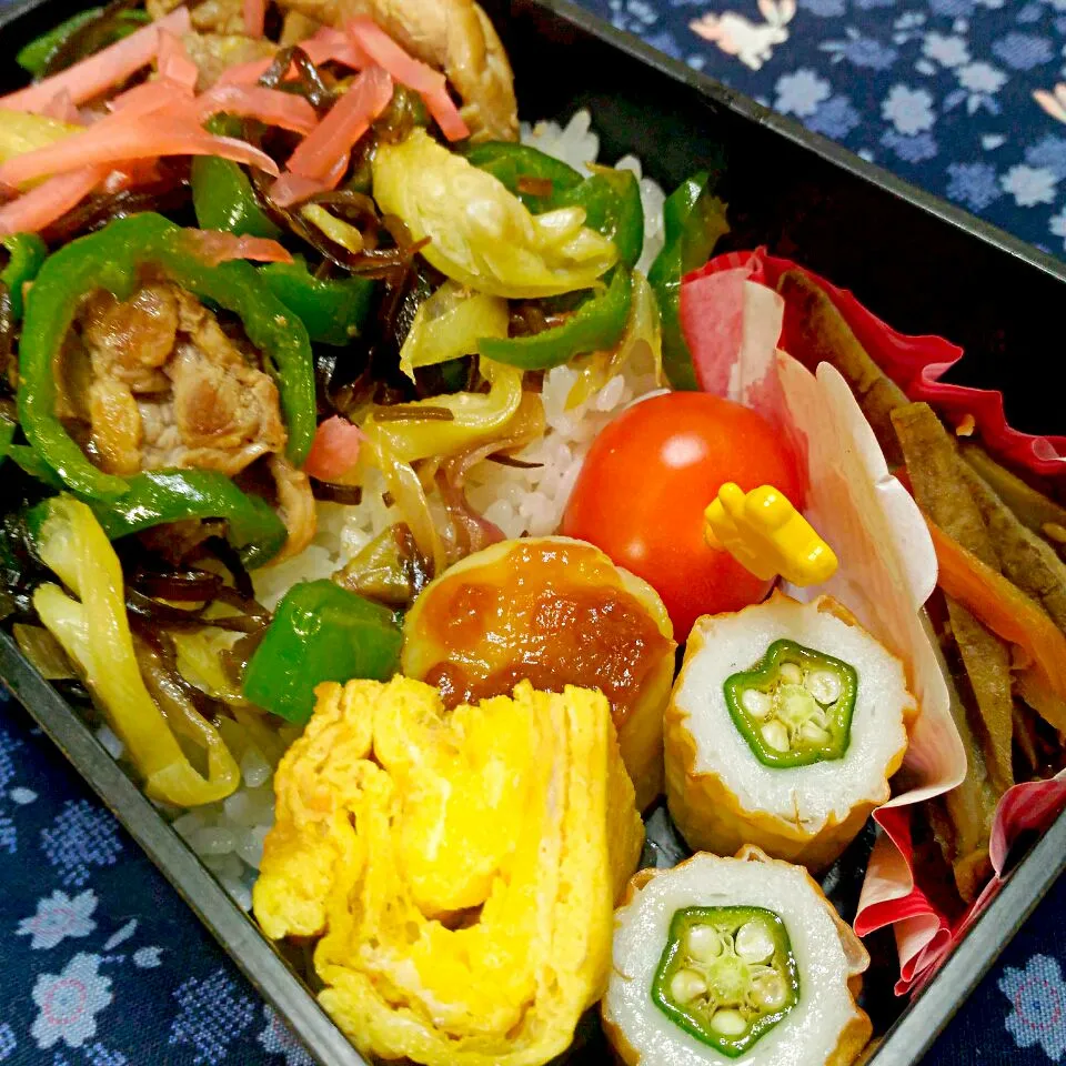 2018.4.6（金）
塩昆布丼
きんぴらごぼう
卵焼き
ほたての味噌焼き
おくらinちくわ|たえさん