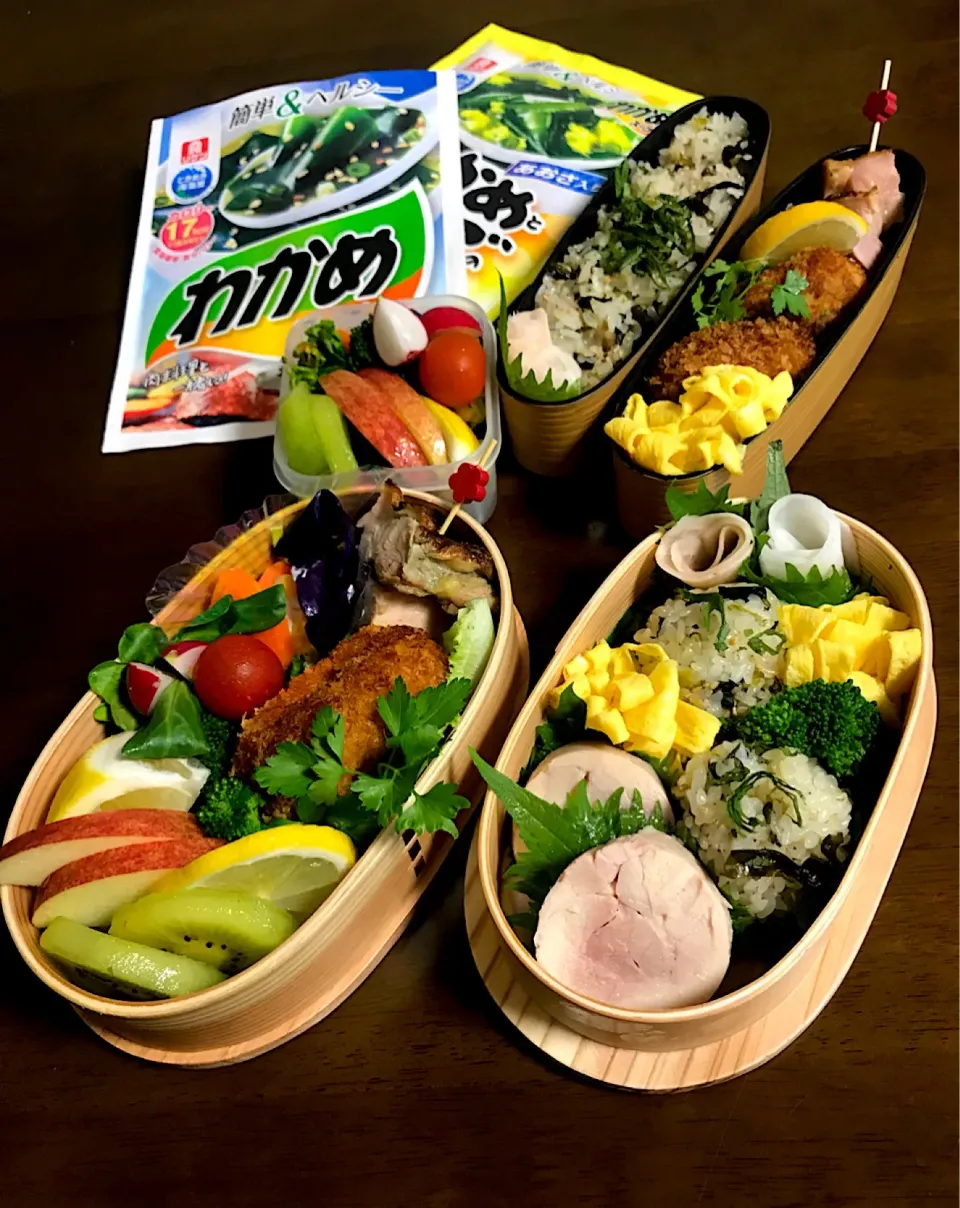 今日の2人のお弁当🍱 週末恒例お片づけ弁当 わかめスープでわかめと雑魚のおこわ❣️ もちろんスープもね❣️ #お片づけ弁当|とんちんさん