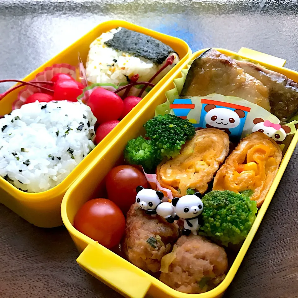 Snapdishの料理写真:娘の学童弁当 5日目 夫作|♪なつぱんだ♪さん