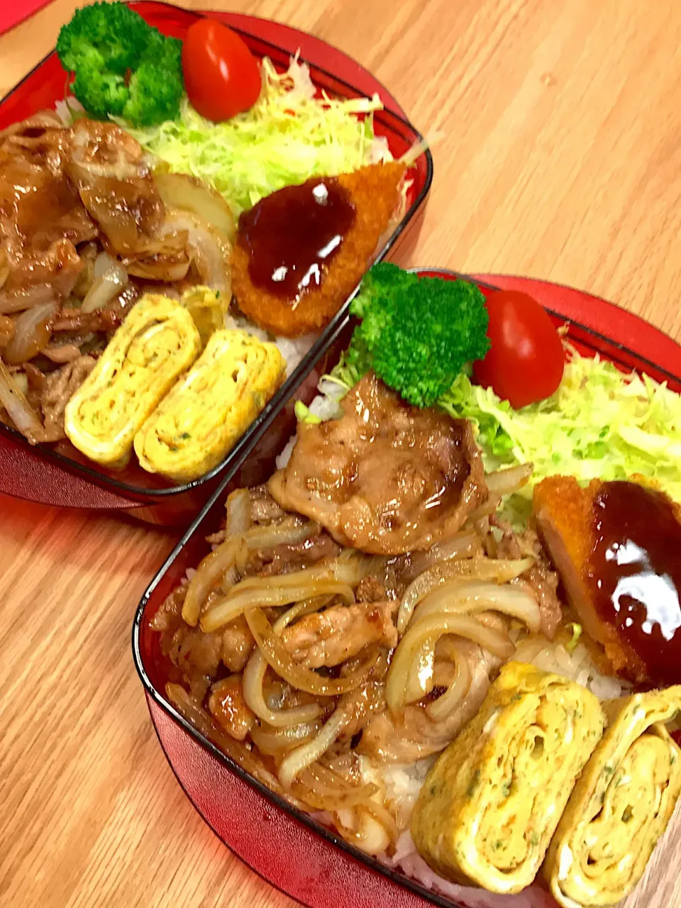 Snapdishの料理写真:2018.4.9 中3＆高3男子焼肉弁当〜🍱
 #中3男子弁当  #お弁当  #高3男子弁当|mari-pさん