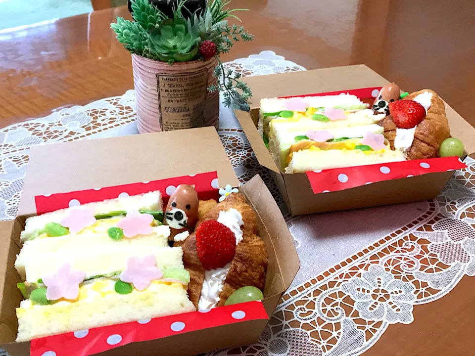 ひょっこりモグラ入り春のサンドイッチ弁当🌸

#春 #サンドイッチ弁当|makoさん