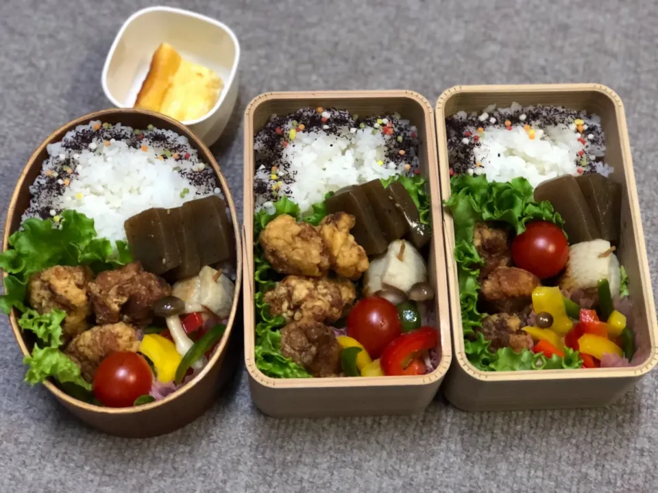 鶏の唐揚げ 弁当。チーズケーキ付き|弁当 備忘録さん