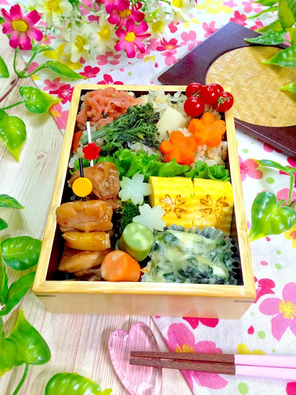 筍と菜の花の炊き込みごはん弁当|@panna_cotta.703さん