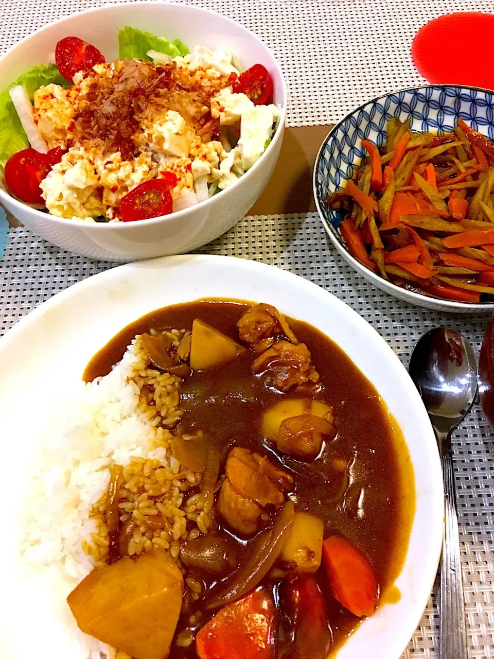 チキンカレー
豆腐サラダ
きんぴらごぼう|mayuさん