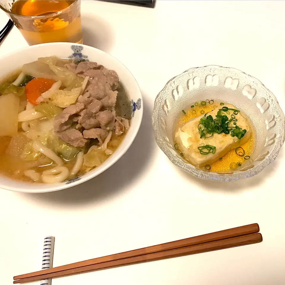 味噌煮込みうどん、揚げ出し豆腐|ていみきさん