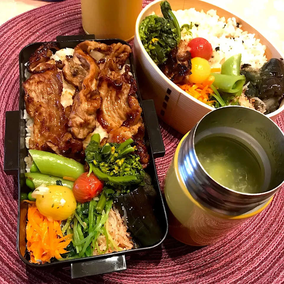 今日のお弁当🍱
豚の生姜焼き
青梗菜と玉子の中華スープ

風が強く吹く1日になりそう
雨具も持ってね🌂

今日も元気だして笑顔忘れず
いってらっしゃい👋😊|mokoさん