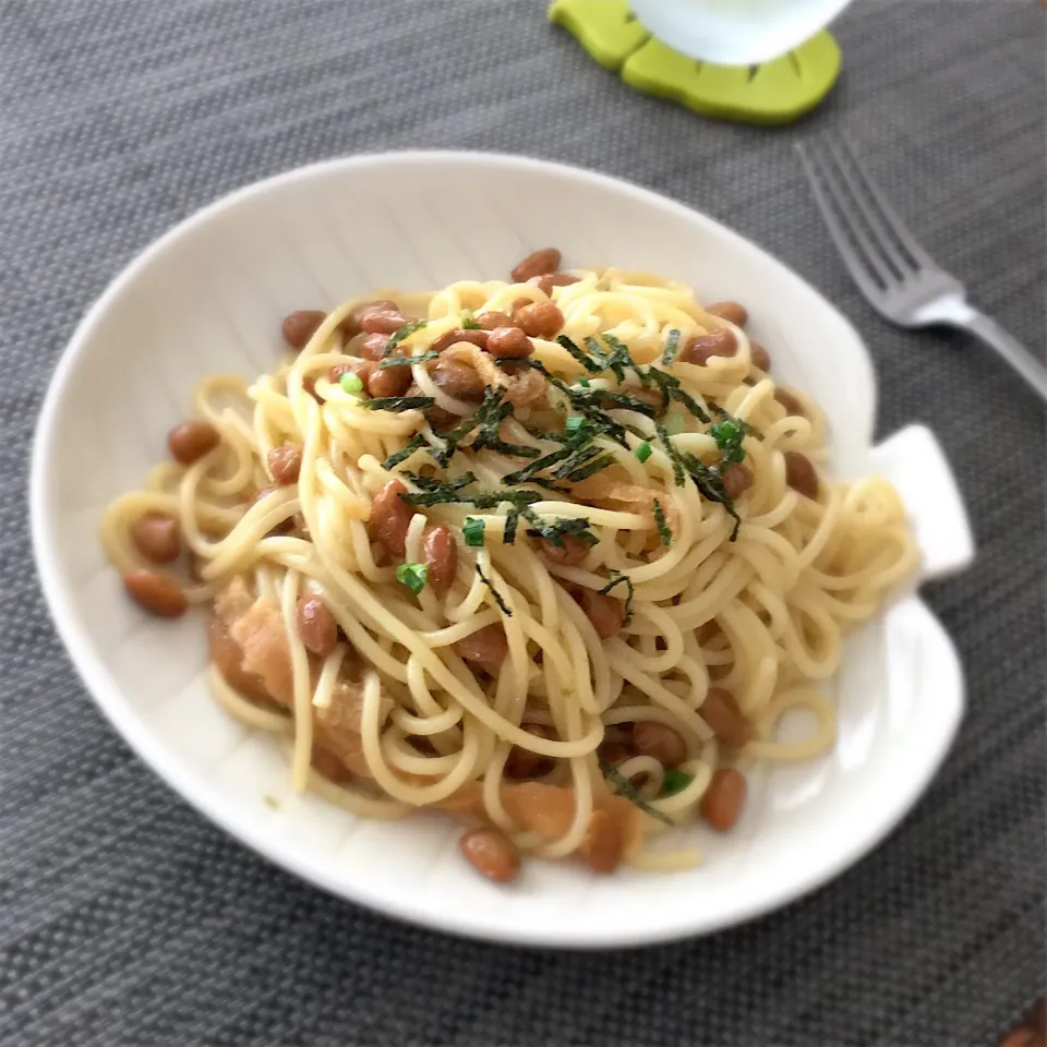 Snapdishの料理写真:納豆スパゲッティ🍝|𓇼 Ⓢ Ⓗ Ⓘ Ⓝ Ⓞ Ⓑ Ⓤ 𓇼さん