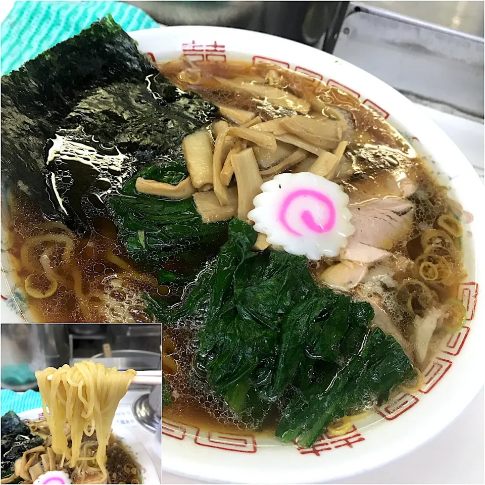 青島ラーメン＋茹ホウレン草50＋自家製メンマ50@青島食堂(秋葉原)|塩豚骨さん