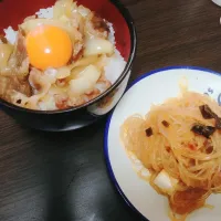 Snapdishの料理写真:#牛丼#麻婆春雨|はっしーさん