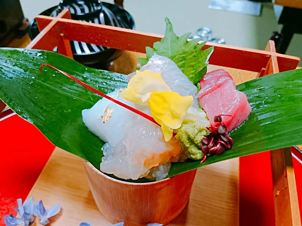 お造り 伊勢海老 平目 伊勢鮪|岩﨑 正勝さん