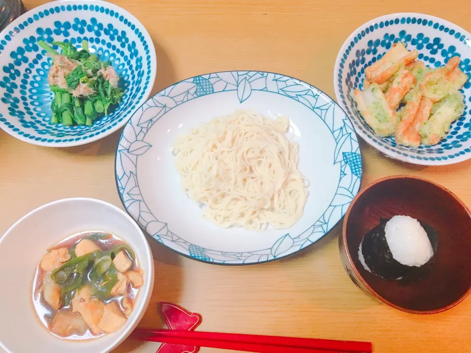 Snapdishの料理写真:鳥ネギつけ汁そうめん|そねちゃんさん