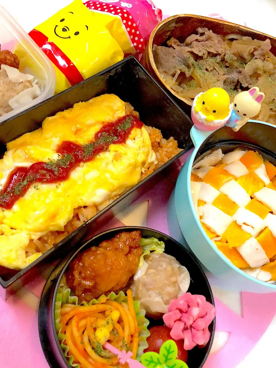 #編み編みオムライス  #jkお弁当  #オムライス  #息子のお弁当  #牛丼弁当  #旦那さんお弁当 #お握り#社会人娘のお弁当|Yuki Kawasumiさん