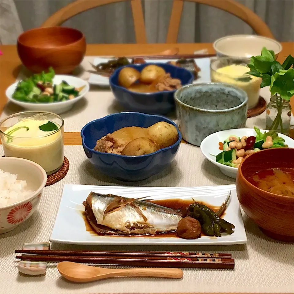 鯵の梅煮の晩ごはん|むぎこさん