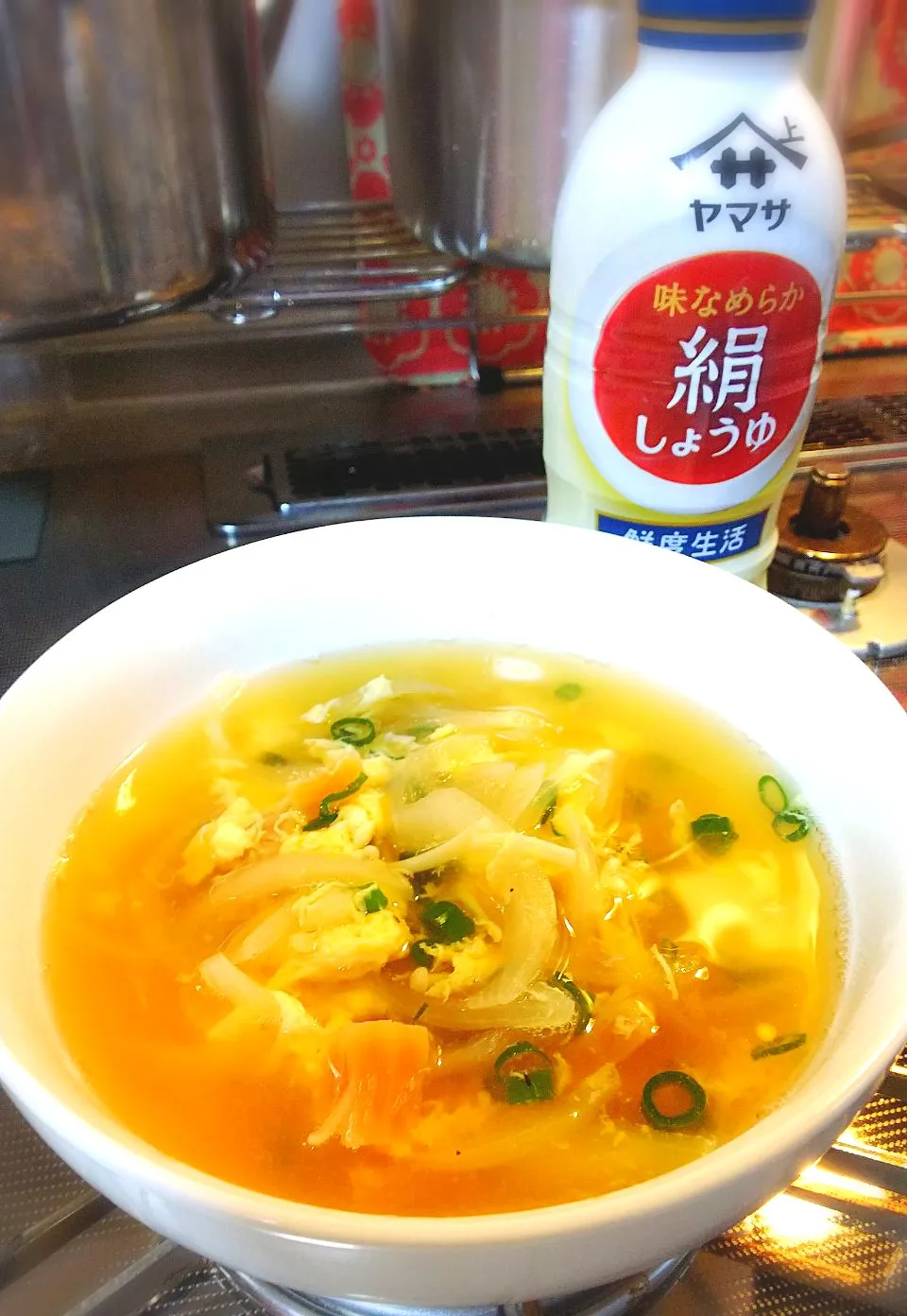 Snapdishの料理写真:ホタテの貝柱とたまごのスープ🧡|きゅうちゃんさん