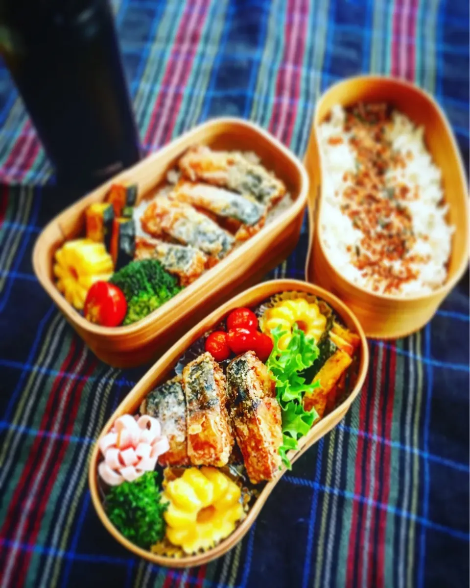 Snapdishの料理写真:お父さん、高校男子、鯖の竜田揚げお弁当(๑･̑◡･̑๑)2018.04.13 金曜日|カンカンさん