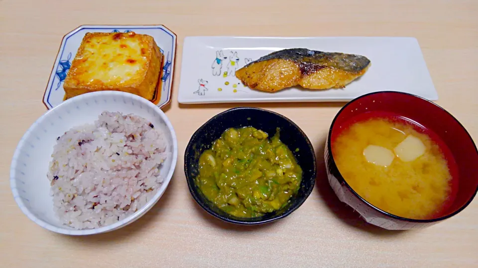 ３月２２日　鰆の蒲焼き　アボカドの薬味ポン酢　厚揚げチーズ　お味噌汁|いもこ。さん