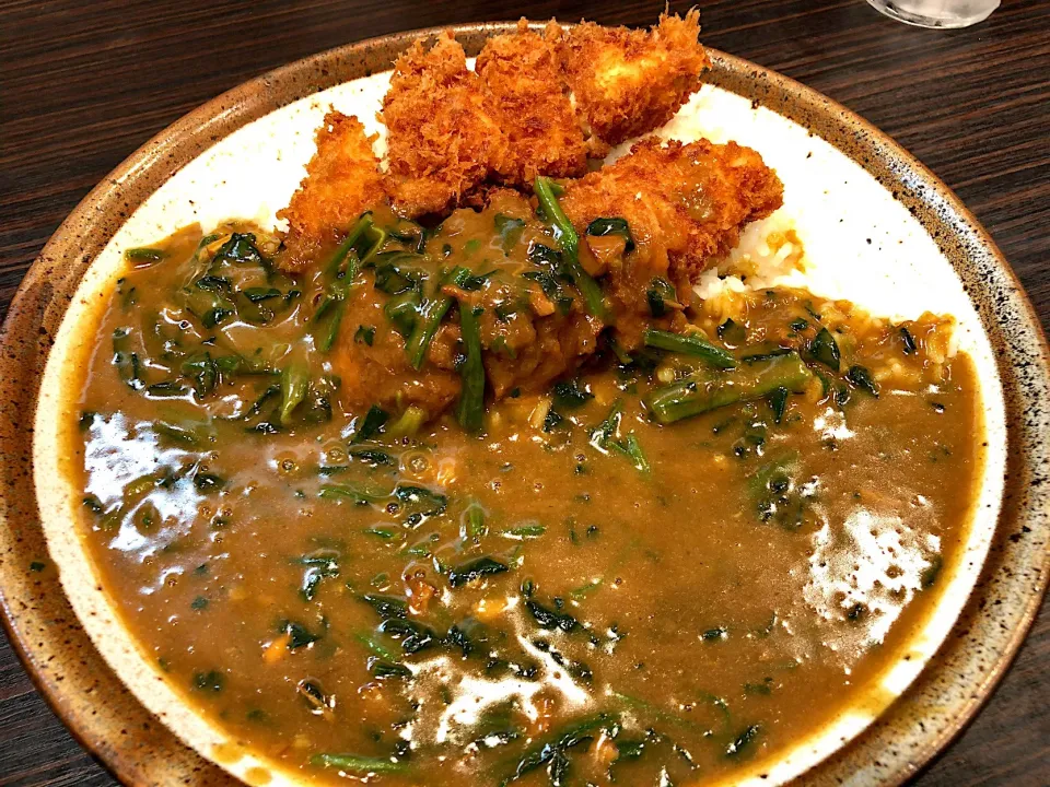 Snapdishの料理写真:手仕込ささみカツカレー プラス ほうれん草|T. Wonderさん