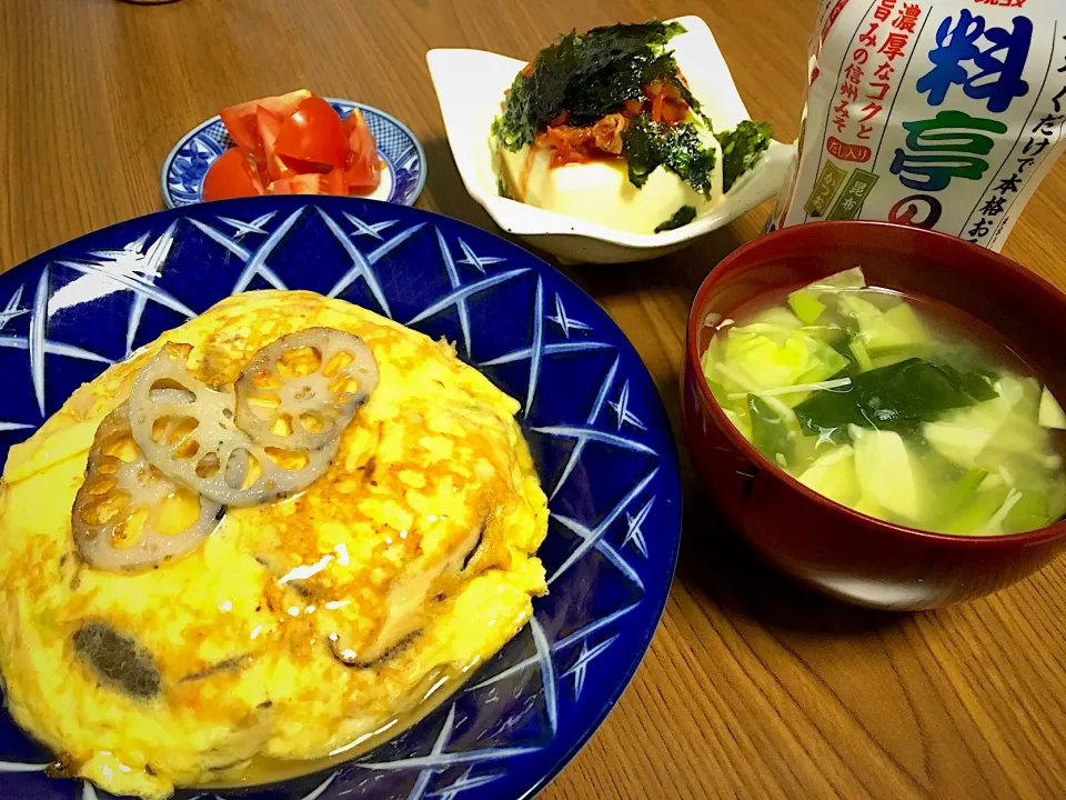 #天津丼#キムチ乗せ豆腐#液みそ料亭の味 で簡単味噌汁|＊k＊さん