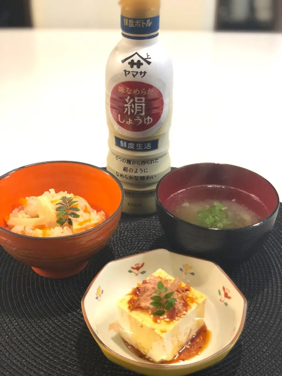 筍ごはん エノキ氷の吸い物 冷奴|adriablueさん