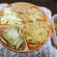 Snapdishの料理写真:#カレーリゾット#生姜焼き #白菜のうま煮|はっしーさん