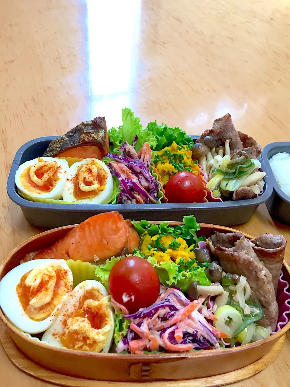 Snapdishの料理写真:親子お弁当🍱✧*｡٩(ˊᗜˋ*)و✧*｡❤️
牛タンねぎ塩˛˛ꉂ ೭(˵¯̴͒ꇴ¯̴͒˵)౨”|ふみぃさん