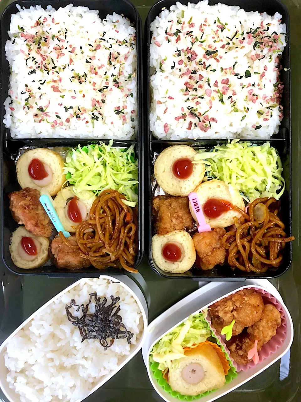 JK と男子2人分お弁当🍱
 #ナッツアレルギー 
 #牛乳アレルギー 
 #お弁当|とんちゃさん