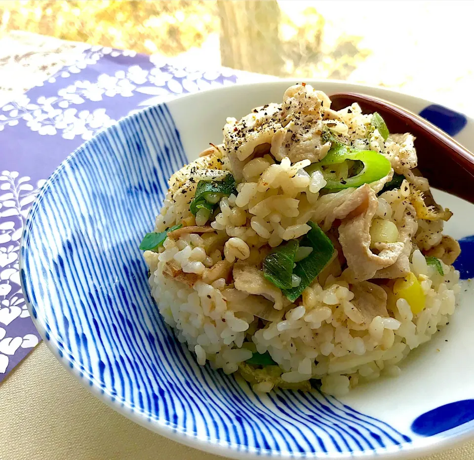 昼ごはん  ネギ塩豚炒飯|砂雪さん