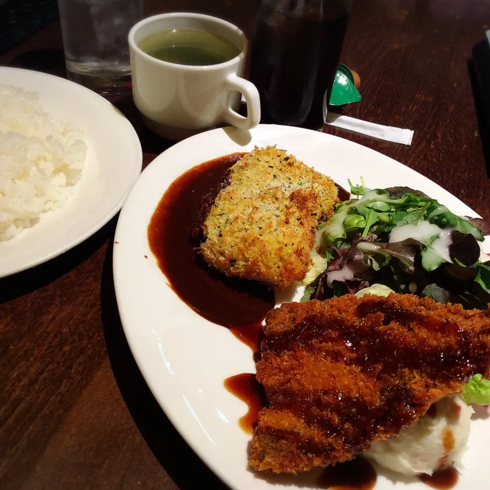 ビジネスランチ チキンのパン粉焼き & アジフライ 2018.4.17|キラ姫さん