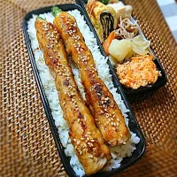 Snapdishの料理写真:アスパラの肉巻き弁当 #旦那弁当#まごわやさしい|Namidarmさん