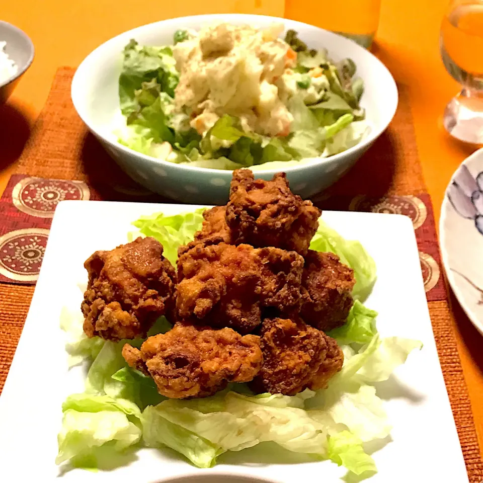 鶏の竜田揚げ、ポテトサラダ|ゼニコさん