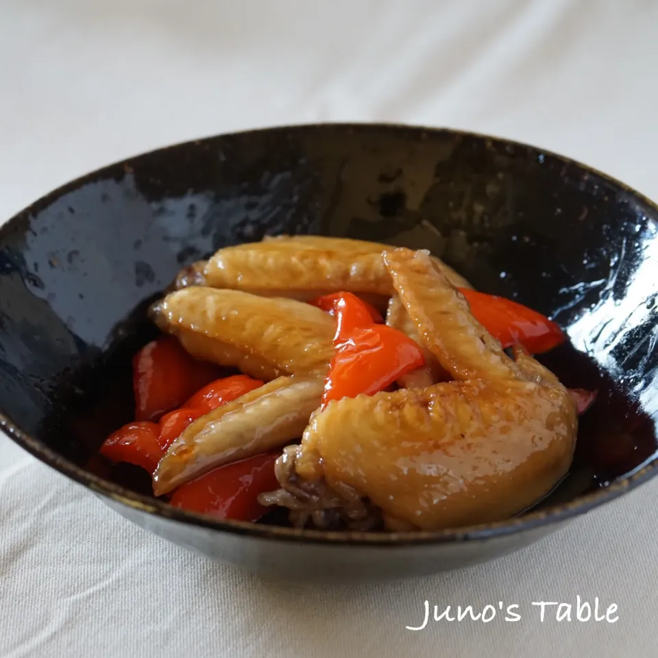 手羽先とパプリカの簡単酢一本照焼き|Junさん