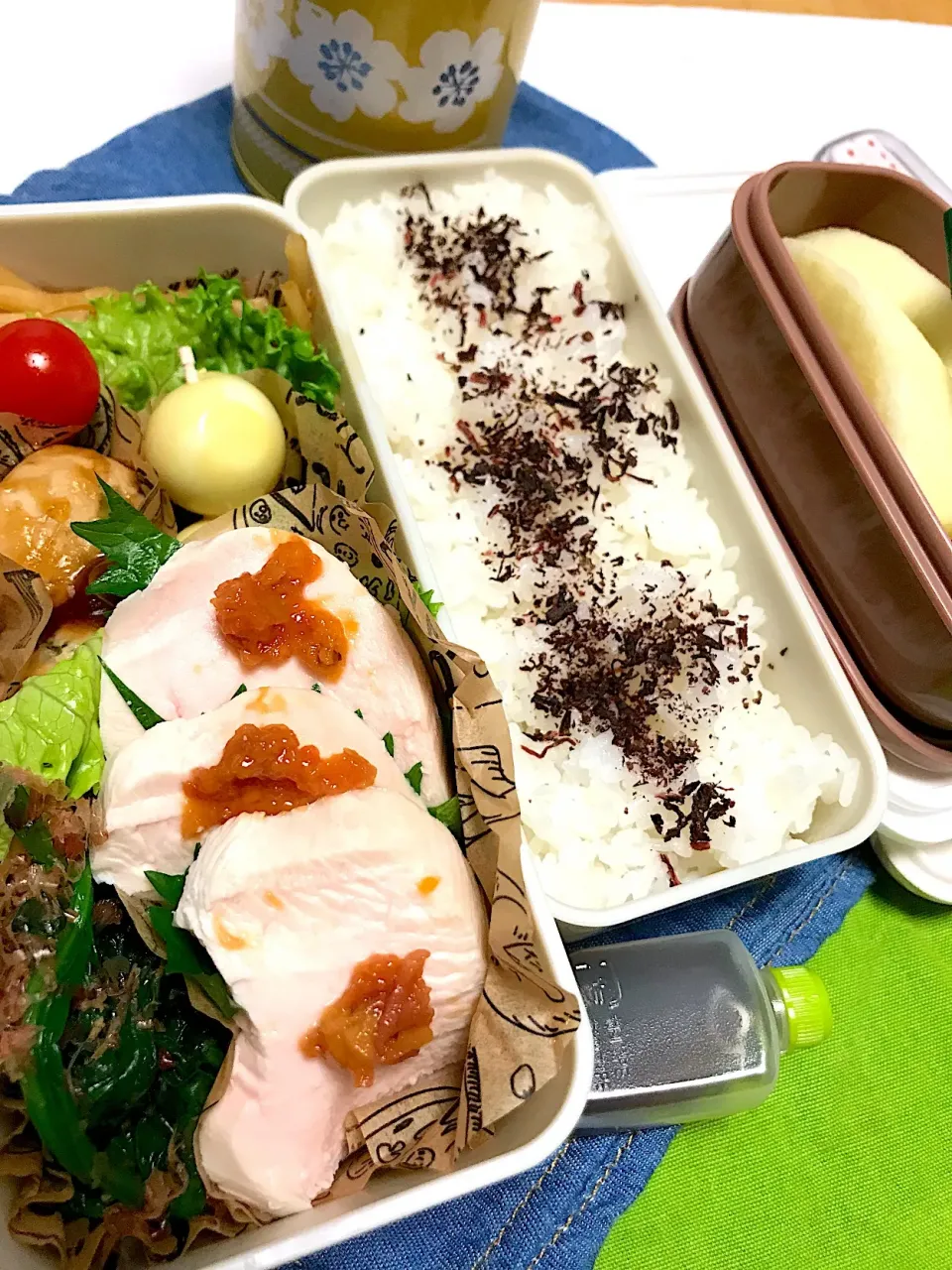 Snapdishの料理写真:女子高校生用 蒸し鶏弁当|riorieさん