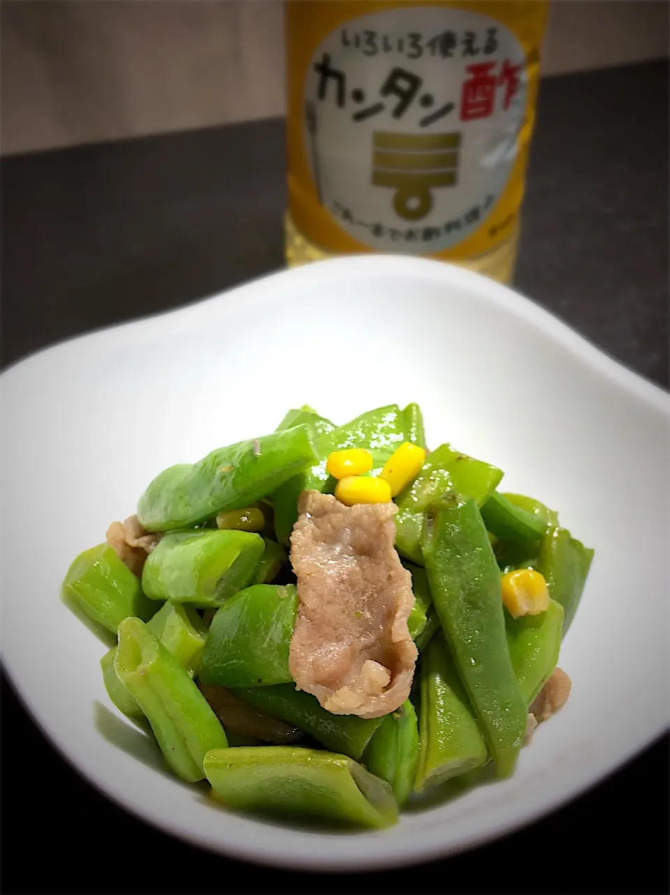 Snapdishの料理写真:カンタン酢で さやいんげんの炒め物|cocoさん