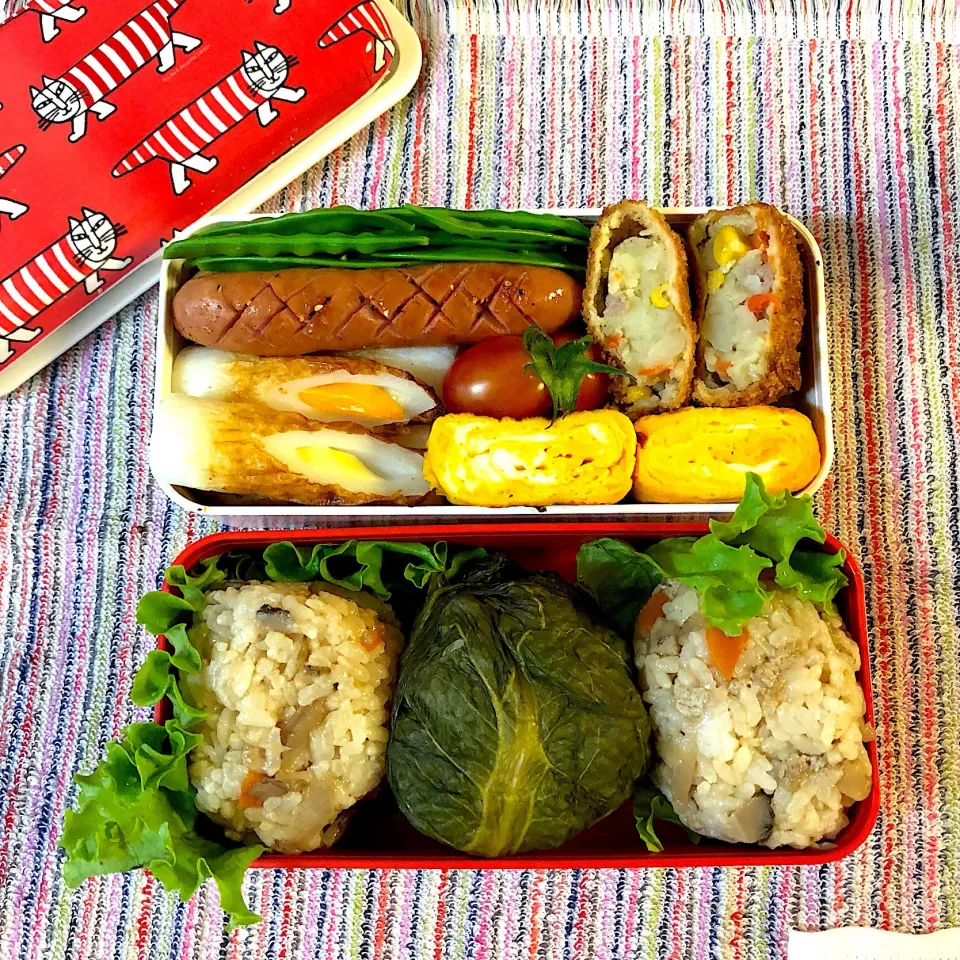 今日のお仕事お弁当🍱
久々出勤^ ^混ぜ飯のおにぎり、高菜おにぎり😋|RU.Farmさん