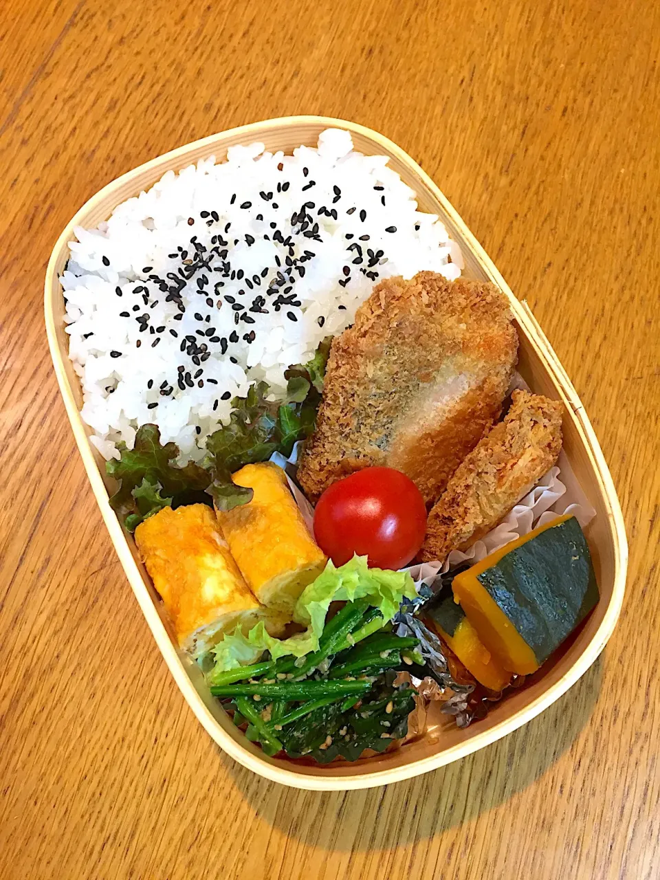 高校生息子のお弁当  サーモンのフライ #わっぱ弁当|まつださんさん