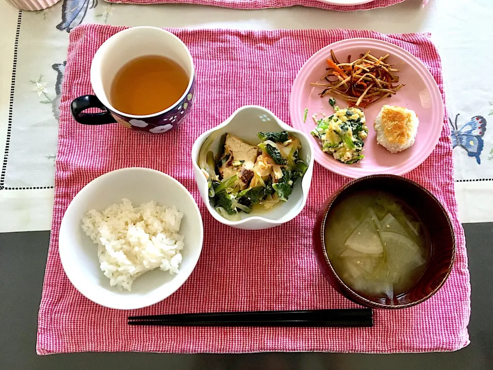 ほうれん草と厚揚げの卵とじのご飯|みよさん