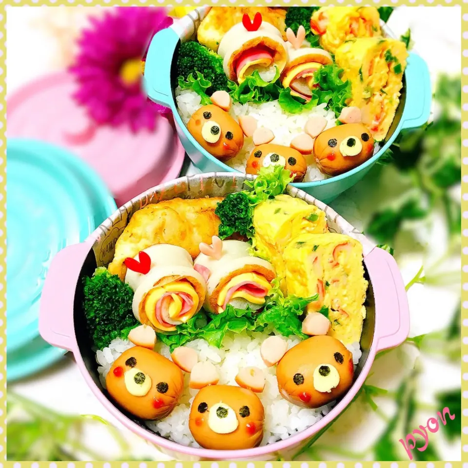 Snapdishの料理写真:娘ちゃん達のお弁当(o^^o)
 #キャラ弁  #デコ弁  #娘弁当  #お弁当|ぴょんちゃんさん