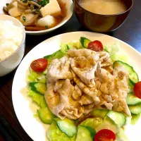 Snapdishの料理写真:豚の冷しゃぶサラダの晩ご飯