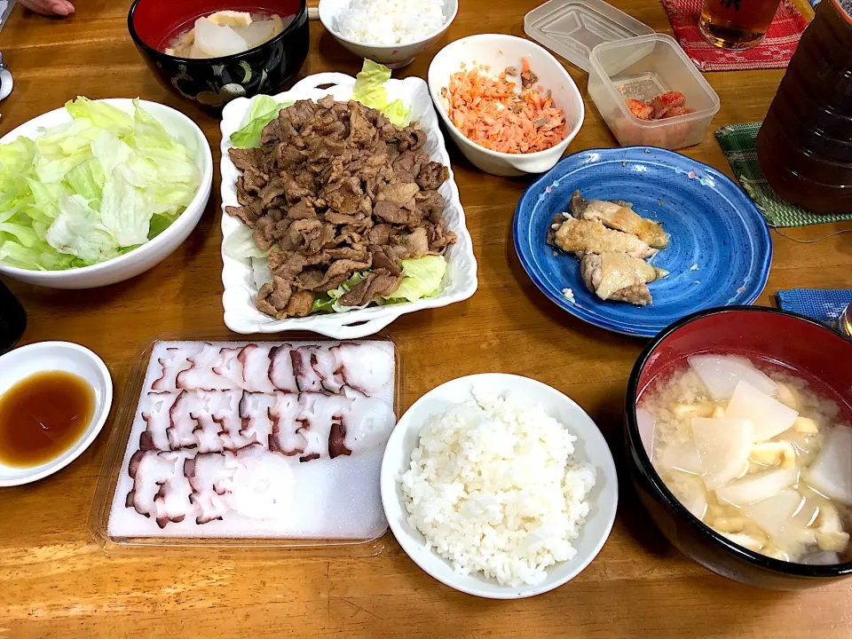 豚コマで生姜焼き🐷大根と揚げの味噌汁*\(^o^)/*|すかラインさん