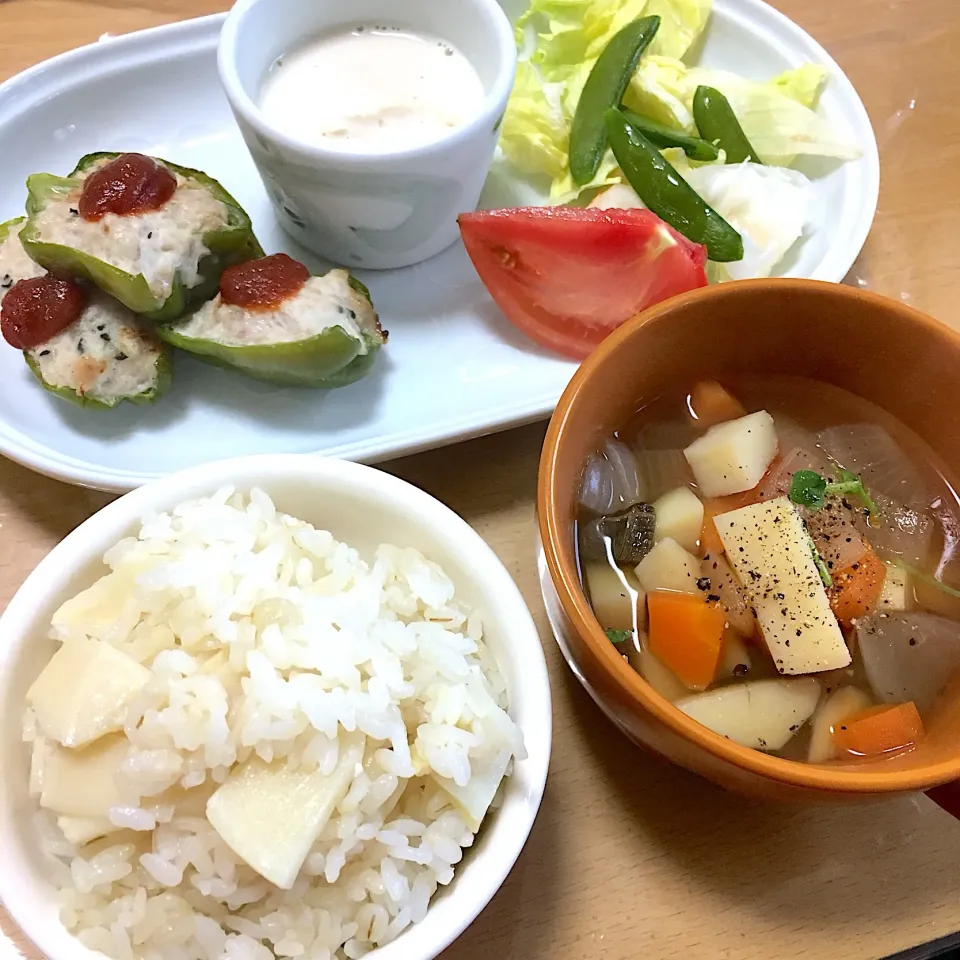 ピーマンの肉詰め・筍ご飯|かわちさん