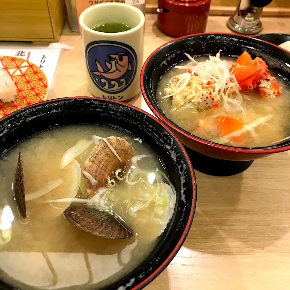 花咲ガニの味噌汁＆帆立の味噌汁|いくさん