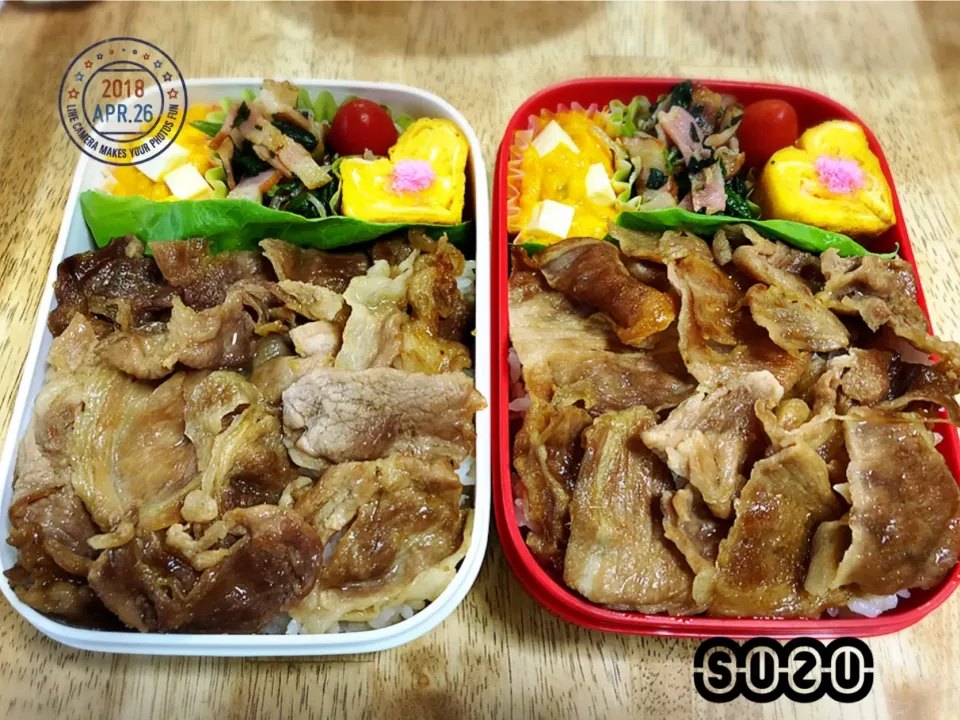 今日は生姜焼き弁当！！
この詰め方をすると、1人から『ご飯が多い』と言われるのですが、そんなのは気にしない（笑）
文句があるなら食うな～😠
という返事が帰ってくることがわかってる子供たち！
毎日、完食して帰ってきます（笑）
 #jkおべんとう 
 #2人分 
 #高校生活 
 #部活おべんとう 
 #バスケットボール |suzuさん