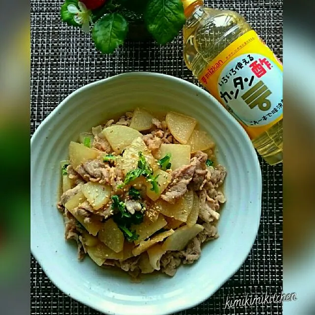 #我が家の簡単料理
今が旬の大根と豚バラ肉のカンタン酢炒め|kimi=kimi🌼Kitchenさん