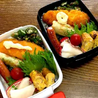 Snapdishの料理写真:#のり弁  #お弁当  #のっけ弁  #息子弁当  #娘弁当|香織さん