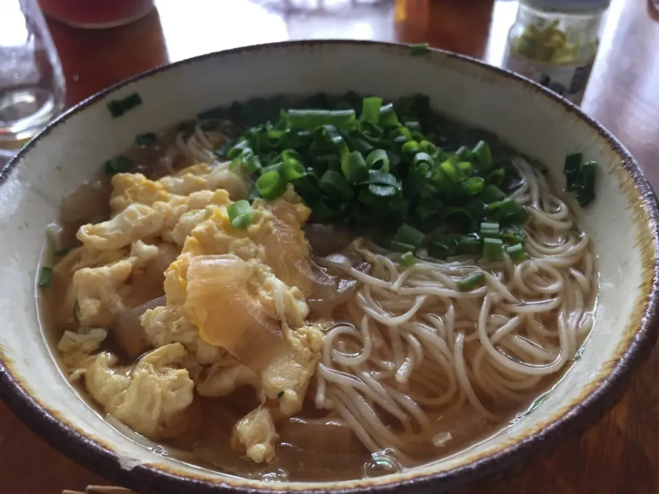 朝ごはん かき玉煮麺|さんだーさん