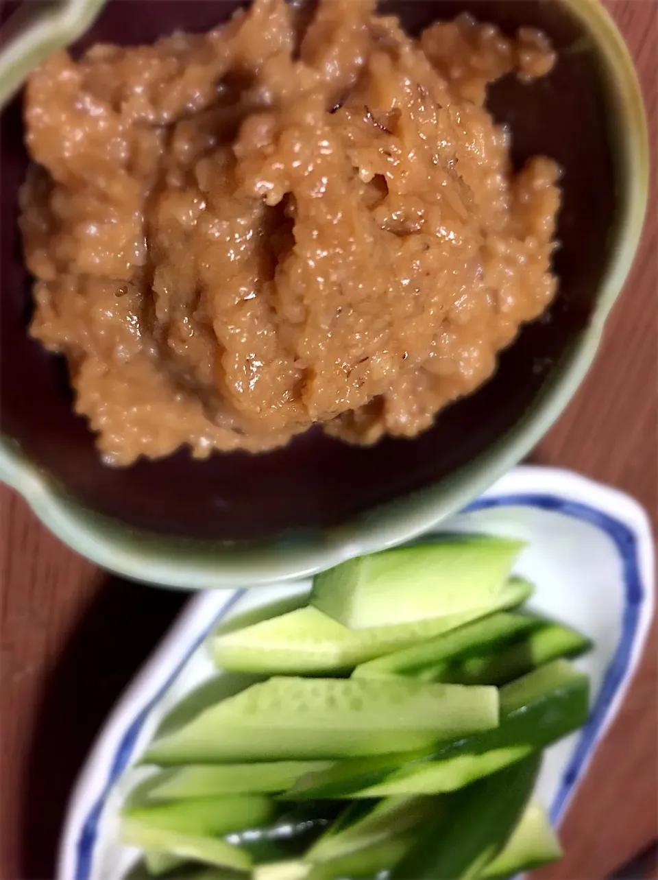 Snapdishの料理写真:自家製麦味噌で‼︎ もろきゅう💕|まるちゃんさん