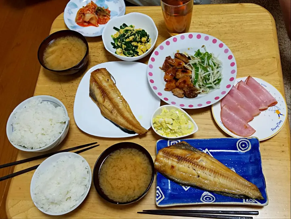 Snapdishの料理写真:照り焼きチキン～タルタル添え～、ホッケ、ニラ玉|みーさん